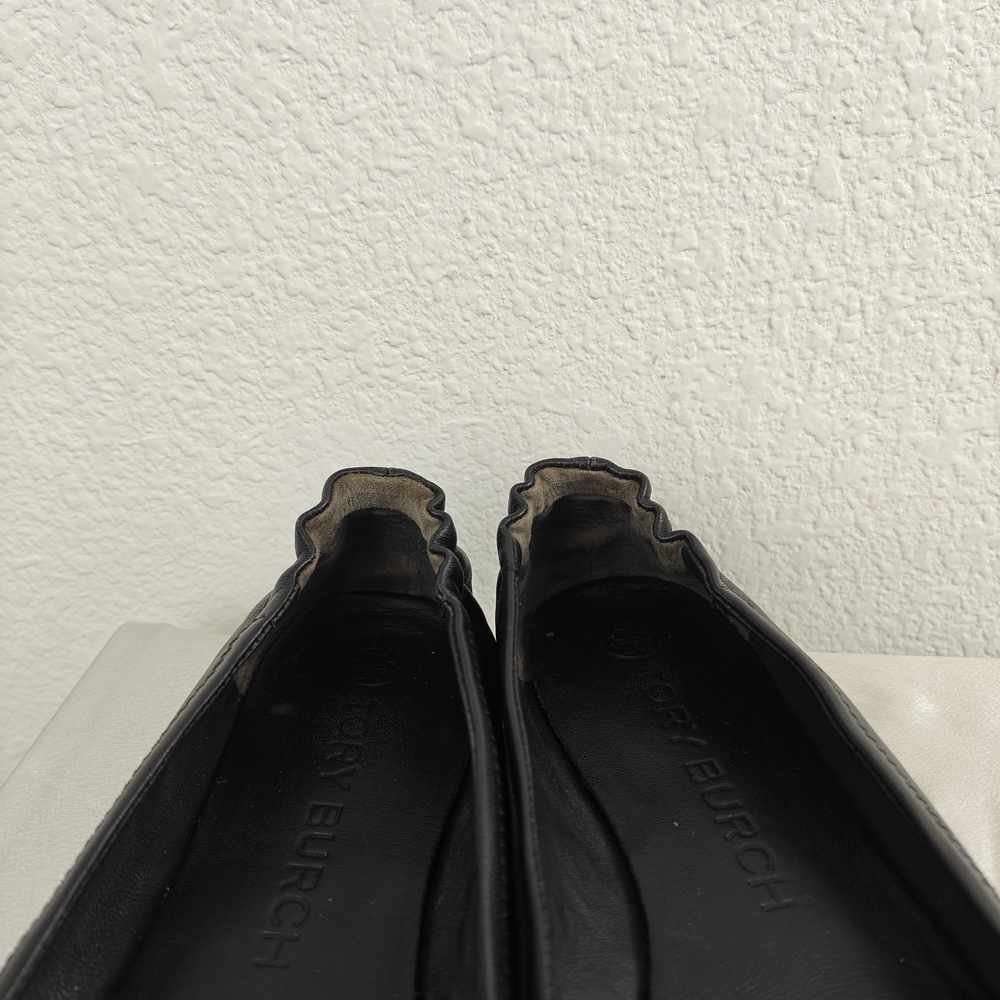 Tory Burch Claire Ballet Flats Black Gold Slip On Size 8 Women's - Picture 5 of 13